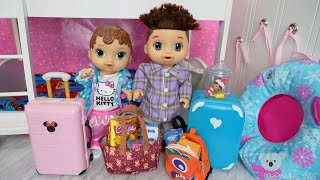 Baby Alive Abby and Drake Packing suitcase and Travel bags for Road Trip baby alive doll videos