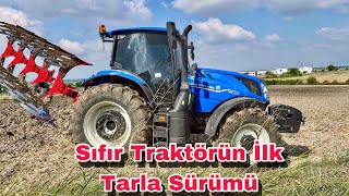 Sıfır Traktör New Holland TR6.125 S Ve Alpler 5li Dönerli Pulluk İle İlk Tarla Sürümü