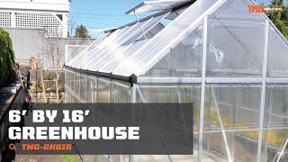 TMG Industrial 6’ x 16’ Crystal Clear Greenhouse - TMG-GH616