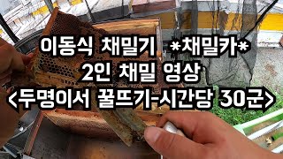 양봉 쉽게하는 이동식 채밀기 (채밀카) 를 이용한 꿀뜨기. 2인 채밀 영상.