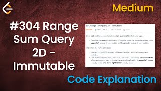 Range Sum Query 2D - Immutable | Live Coding with Explanation | Leetcode - 304