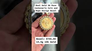 Real Gold 50 Peso Centenario Coin \u0026 Rope Design Bezel #goldpendants #diamondpendant #pendants