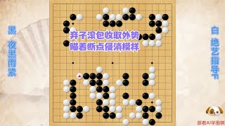 围棋： 弃子滚包收取厚壮外势，瞄着断点巧妙侵消模样