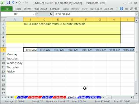 Магический трюк Excel 543: постройте расписание с 15-минутными интервалами