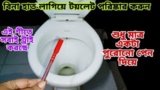 এই কনকনে ঠাণ্ডায় হাত না লাগিয়েই টয়লেট পরিষ্কার করুন একটা পুরোনো পেন দিয়ে/Cleaning tips