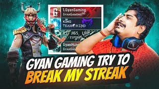 Gyan Gaming Tried To Break My 100 Booyah Streak 😱 In Cs Ranked Region Lobby 🤯 Garena Free Fire