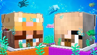 Lyna vs Mandarina: Batalla de Casas BAJO EL AGUA en Minecraft!