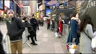 Crowds Begin To Pack Times Square For New Year's Eve Celebration