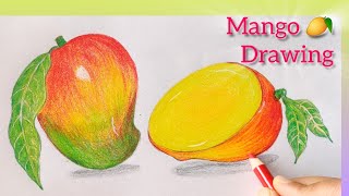 How to Draw a realistic Mango 🥭 | National Fruit Drawing|Step by Step Easy Drawing for Beginners