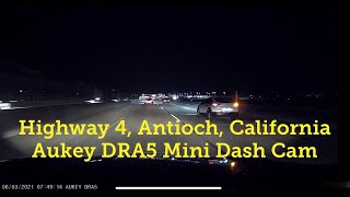 Aukey Dra5 Mini Dash Cam - Captured Video at Night / Location: Antioch, California, USA