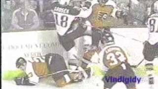 Grosek hit on Svoboda 4/29/98 playoffs