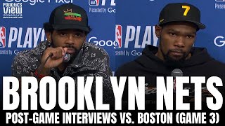Kevin Durant & Kyrie Irving React to Brooklyn Falling Down 3-0 vs. Boston, Durant "Over Thinking"