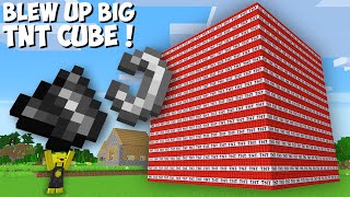 How to BLOW UP THIS BIGGEST TNT CUBE in Minecraft ? NEW BIG TNT BLOCK !