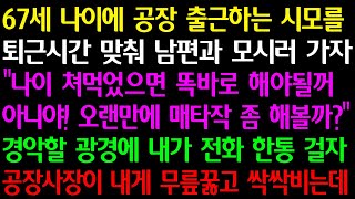 (실화사연) 67세 나이에 공장 출근하는 시모를 남편과 모시러 가자 \