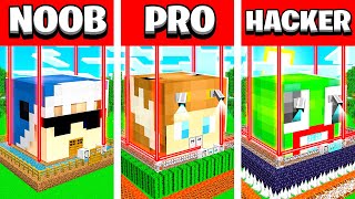 NOOB vs PRO vs HACKER MINECRAFT HOUSE BATTLE! (Build Challenge with UNSPEAKABLE, MOOSE, SHARK)