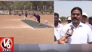 RTC RM Surya Kiran Launches Velugu Cricket Tournament Semi Final Match In Warangal | V6 News