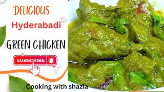 Hyderabadi Green chicken|Hariyali chicken curry green chicken restaurant style|by chef shazia