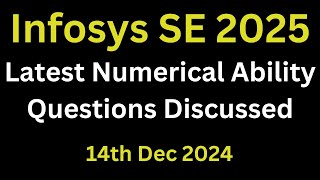 Infosys Latest Numerical Abiltiy Questions | infosys system engineer questions 2025