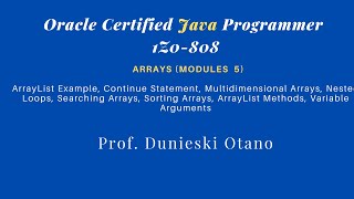 Oracle Certified Java Programmer 1Z0-808: ArrayList Example, Continue Statement, etc