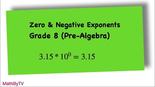 Zero & Negative Exponents Grade 8 (Pre-Algebra)
