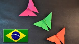 Origami: Borboleta Simples - Instruções em português PT BR