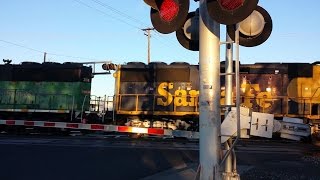 BNSF 3114 Sac Local, Green and Blue Bonnets, 14th Avenue Railroad Crossing