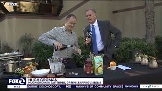 Hugh Groman with a Convenient Holiday Side dish and Festive Bellini Cocktail