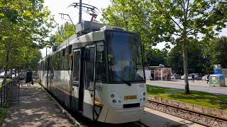 The V3A-93-CH-PPC #4023 tram (route 27) leaves Ilioara station