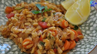 Greek Kritharaki i.e. Orzo Pasta Stew with Leek and Vegetables - Κριθαράκι με Πράσο και Λαχανικά