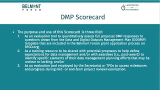 Data Management Plan (or DDOMP) Scorecard Training Module