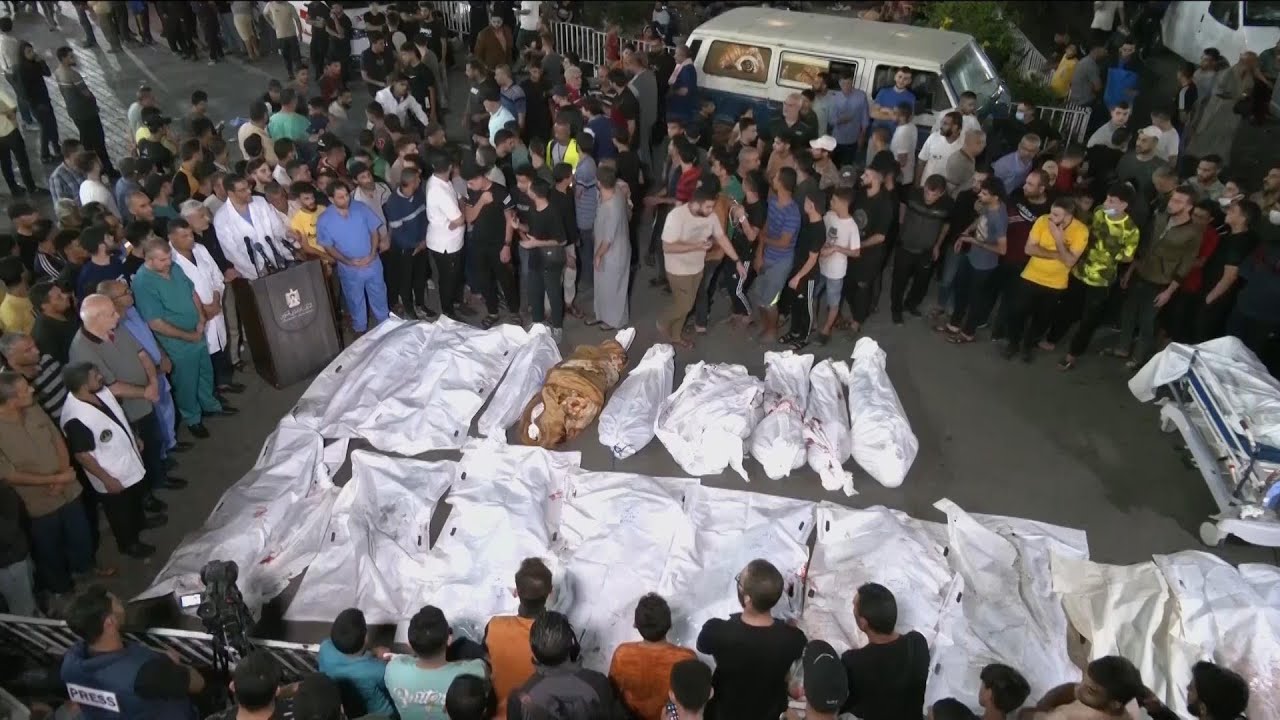 Bodies Line Up Outside Gaza Hospital As Israeli Airstrikes Continue ...