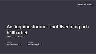 Anläggningsforum om snötillverkning och hållbarhet