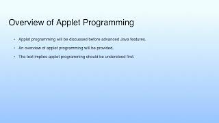 Overview of Applet Programming | Lecture 03: Java Tools and Resources