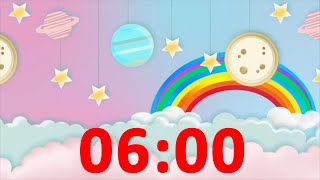 6 Minute Timer Rainbow with Music and Alarm ⏰ for Kids Countdown Video