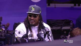 Marshawn Lynch's Bizarre Super Bowl Interview: 'I'm Just Here So I Won't Get Fined'