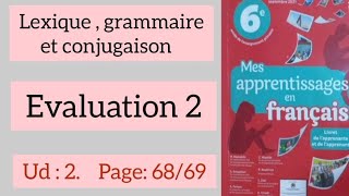 Lexique; grammaire et conjugaison évaluation