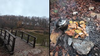 Tent Camp by the Lake in the Forest | I Saw Wild Horses! | Grilled Salmon