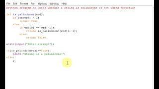 Python Program to Check whether a String is Palindrome or not using Recursion