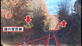 紅葉に包まれた大自然の中を進む赤井川駅～大沼公園駅間を走行する函館本線上りキハ40系の前面展望