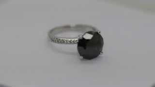 2R532W- 14K White Gold Diamond Ring 5.52 TCW Round Shape Fancy Black