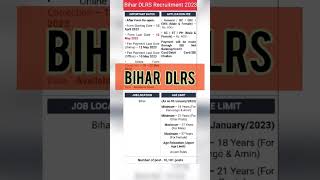 BIHAR DLRS RECRUITMENT 2023  For post- AMIN, Clerk, Kanoongo \u0026 Assistant Settlement Officer #bihar