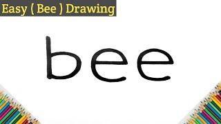 How to draw (Bee)🐝from "bee" word l How to turn word bee into a cartoon Bee l Very easy Bee Drawing.