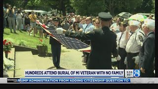 Hundreds attend burial of MI veteran with no family