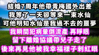 結婚7周年他帶青梅國外出差，我等了一天卻等來一束水仙，可他明知水仙是我過不去的噩夢，我瞬間犯病暈倒流產，再睜眼留下離婚協議帶兒子走了，後來再見他被我幸福樣子刺紅眼#爽文完結#一口氣看完#豪門#霸總