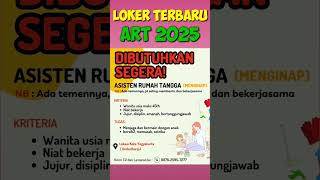 Loker Terbaru 2025 ll Art Nginap ll lowongan kerja hari ini #shorts