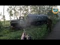 moment chechen soldiers ambush russian truck with machine guns