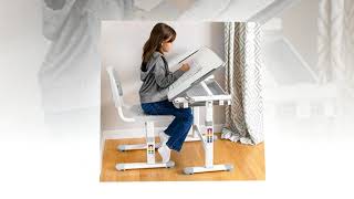 VIVO Height Adjustable Children's Desk and Chair Set, Grey