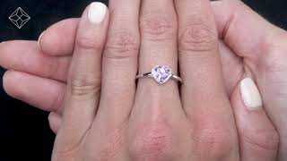 Halo Amethyst and Diamond Stellato Heart Ring in 9K White Gold - E5055