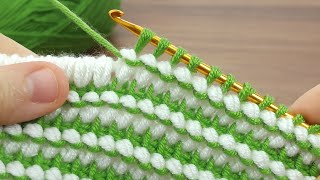 Very easy Tunisian crochet two-color loop-filled model explanation #crochet #knitting #tunisian