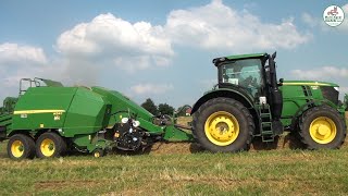 Großeinsatz 4 Pressen im Grasstroh John Deere JCB Claas Grass Straw Harvest Multi Agrar Claußnitz